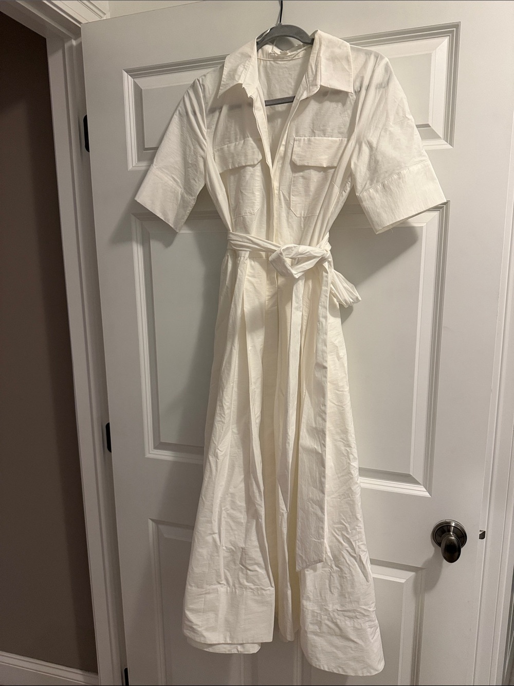 Zara White Shirt Maxi Dress with Tie Waist